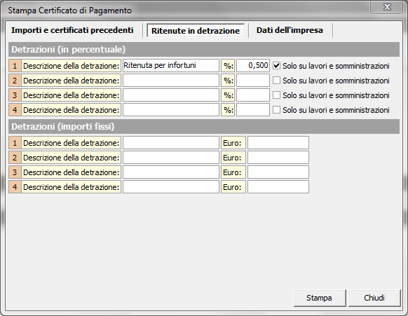 Ritenute in detrazione