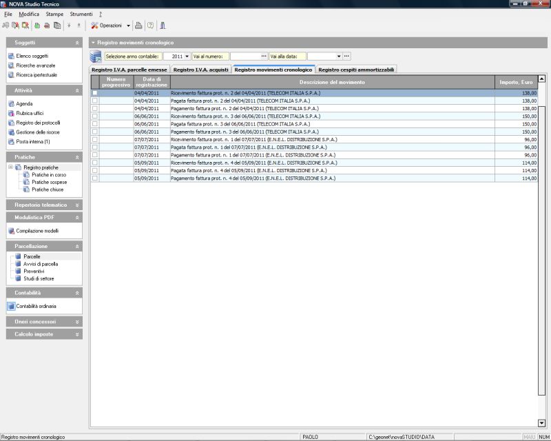 Registro movimenti cronologico