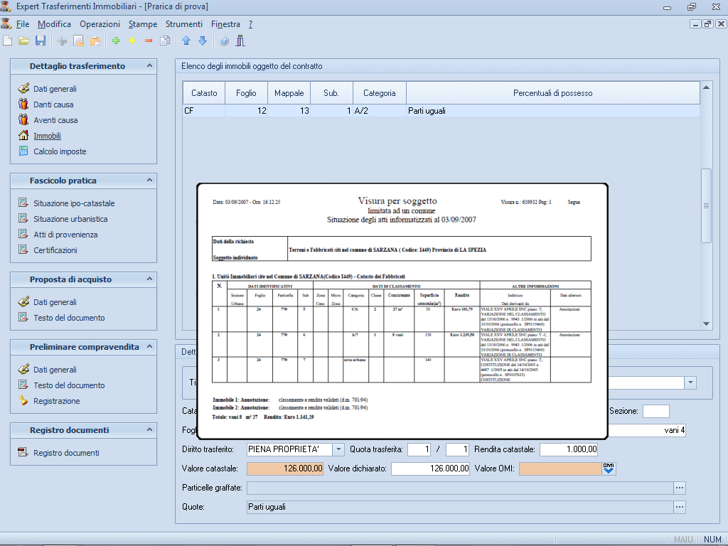 Importazione dati da visura in formato PDF