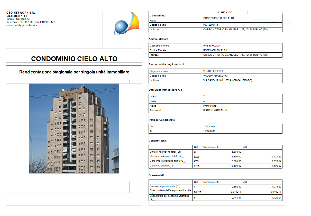 NUOVO! - Rendicontazione stagionale per singola unità immobiliare (formato PDF)